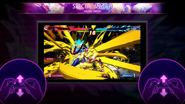 A screenshot shows graphics indicating couch-competitive Street Figther 6 play.