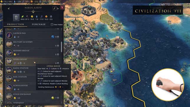 A screenshot shows mouse mode support for Civilization 7 on Switch 2.