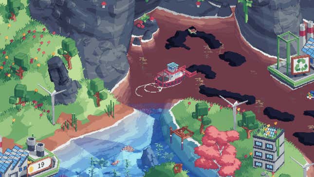 Image for article titled The World Is A Mess, But This New Tiny Boat Game Lets You Clean It Up
